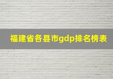 福建省各县市gdp排名榜表