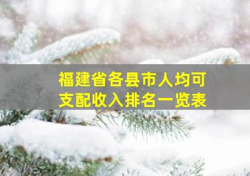 福建省各县市人均可支配收入排名一览表