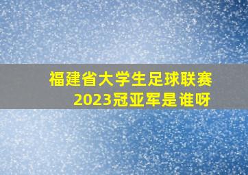 福建省大学生足球联赛2023冠亚军是谁呀