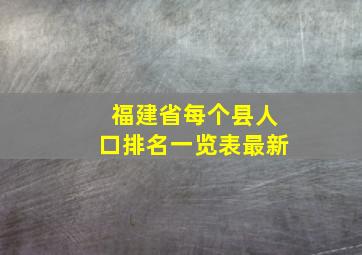 福建省每个县人口排名一览表最新