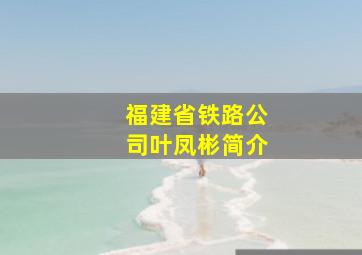 福建省铁路公司叶凤彬简介