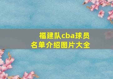 福建队cba球员名单介绍图片大全