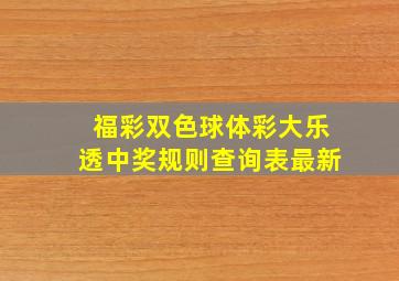 福彩双色球体彩大乐透中奖规则查询表最新