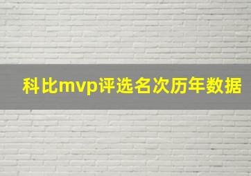 科比mvp评选名次历年数据