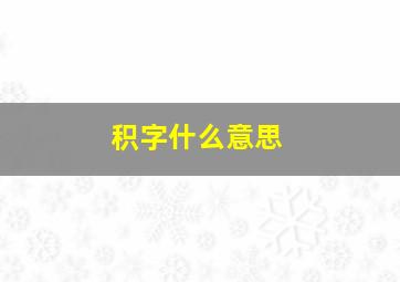 积字什么意思