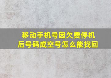 移动手机号因欠费停机后号码成空号怎么能找回