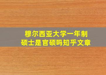 穆尔西亚大学一年制硕士是官硕吗知乎文章