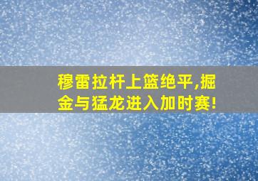 穆雷拉杆上篮绝平,掘金与猛龙进入加时赛!