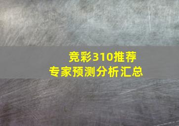 竞彩310推荐专家预测分析汇总