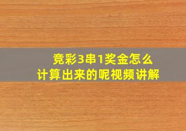 竞彩3串1奖金怎么计算出来的呢视频讲解