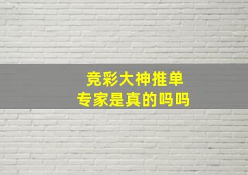 竞彩大神推单专家是真的吗吗