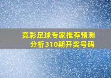 竞彩足球专家推荐预测分析310期开奖号码