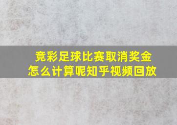 竞彩足球比赛取消奖金怎么计算呢知乎视频回放