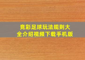 竞彩足球玩法规则大全介绍视频下载手机版