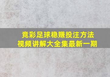 竞彩足球稳赚投注方法视频讲解大全集最新一期