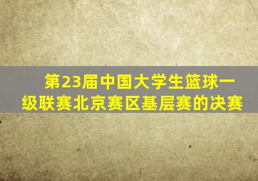 第23届中国大学生篮球一级联赛北京赛区基层赛的决赛