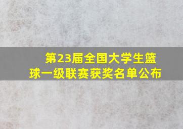 第23届全国大学生篮球一级联赛获奖名单公布