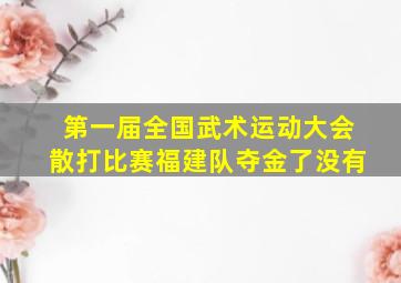 第一届全国武术运动大会散打比赛福建队夺金了没有