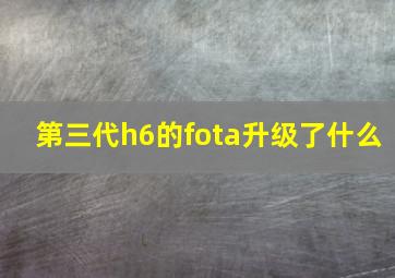 第三代h6的fota升级了什么