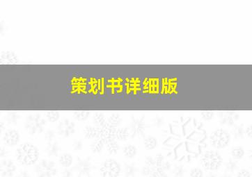 策划书详细版