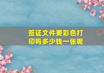 签证文件要彩色打印吗多少钱一张呢