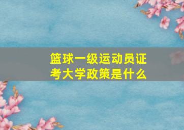 篮球一级运动员证考大学政策是什么