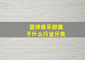 篮球俱乐部属于什么行业分类