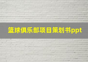 篮球俱乐部项目策划书ppt