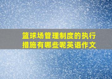 篮球场管理制度的执行措施有哪些呢英语作文