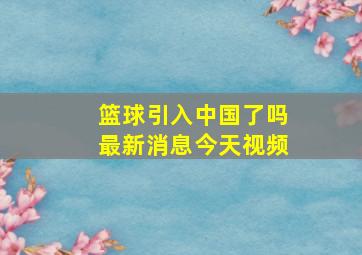 篮球引入中国了吗最新消息今天视频