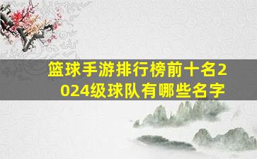 篮球手游排行榜前十名2024级球队有哪些名字