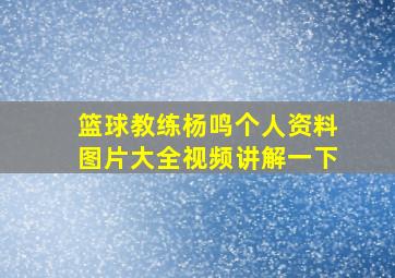 篮球教练杨鸣个人资料图片大全视频讲解一下