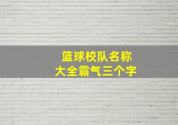 篮球校队名称大全霸气三个字