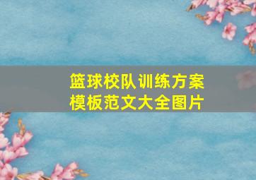 篮球校队训练方案模板范文大全图片