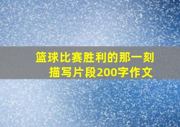 篮球比赛胜利的那一刻描写片段200字作文