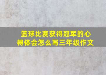 篮球比赛获得冠军的心得体会怎么写三年级作文