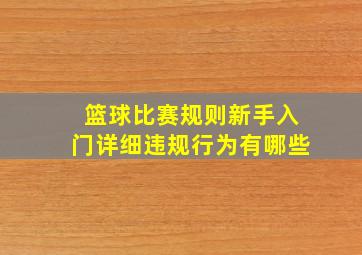 篮球比赛规则新手入门详细违规行为有哪些