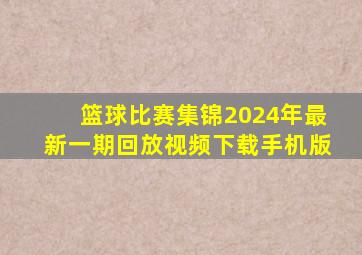 篮球比赛集锦2024年最新一期回放视频下载手机版