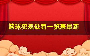 篮球犯规处罚一览表最新