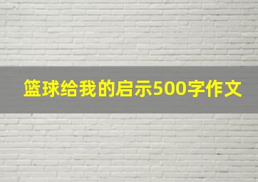 篮球给我的启示500字作文