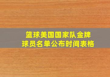 篮球美国国家队金牌球员名单公布时间表格