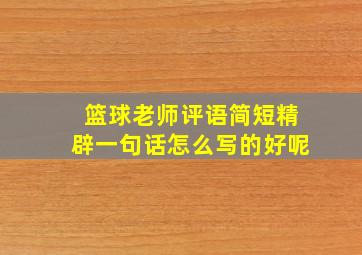 篮球老师评语简短精辟一句话怎么写的好呢