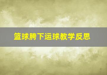 篮球胯下运球教学反思