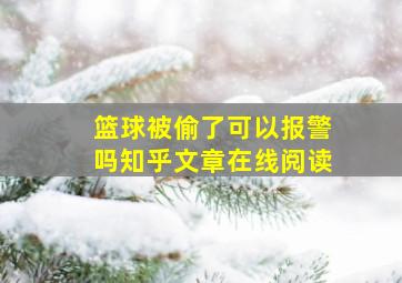 篮球被偷了可以报警吗知乎文章在线阅读