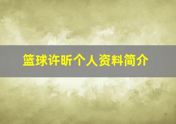 篮球许昕个人资料简介