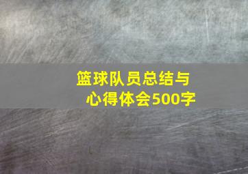 篮球队员总结与心得体会500字