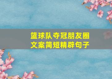 篮球队夺冠朋友圈文案简短精辟句子