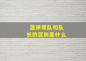 篮球领队和队长的区别是什么