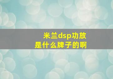 米兰dsp功放是什么牌子的啊