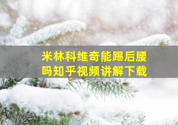 米林科维奇能踢后腰吗知乎视频讲解下载